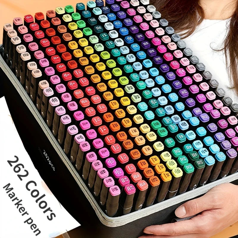 262 Color Marker Pen Set Double Head Brush Pens Art