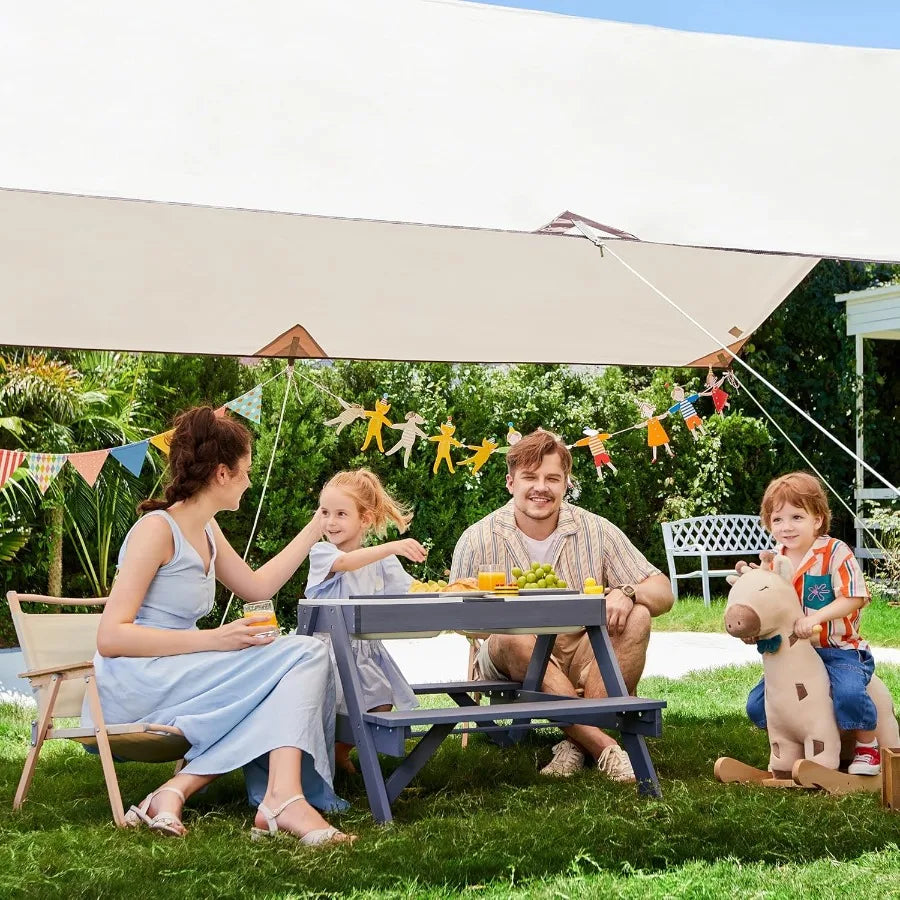 XIUWO 3in1 Kids Picnic Table With Sand Water Sensory