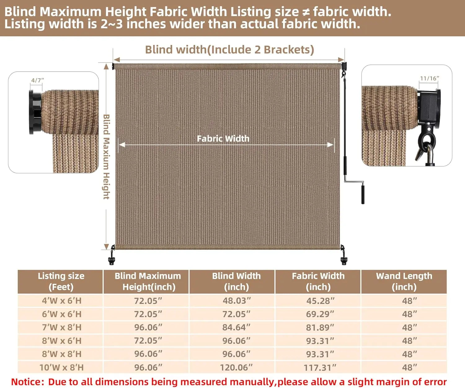 Cordless Outdoor Roller Shade UV Blocking Privacy Screen For Patio