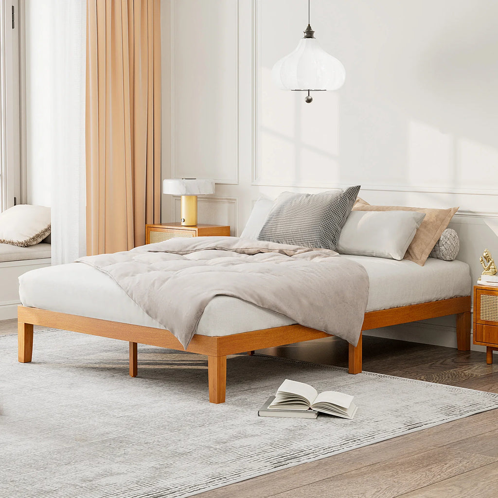 JHK Solid Wood Bed Frame With Slat Support Easy Assembly