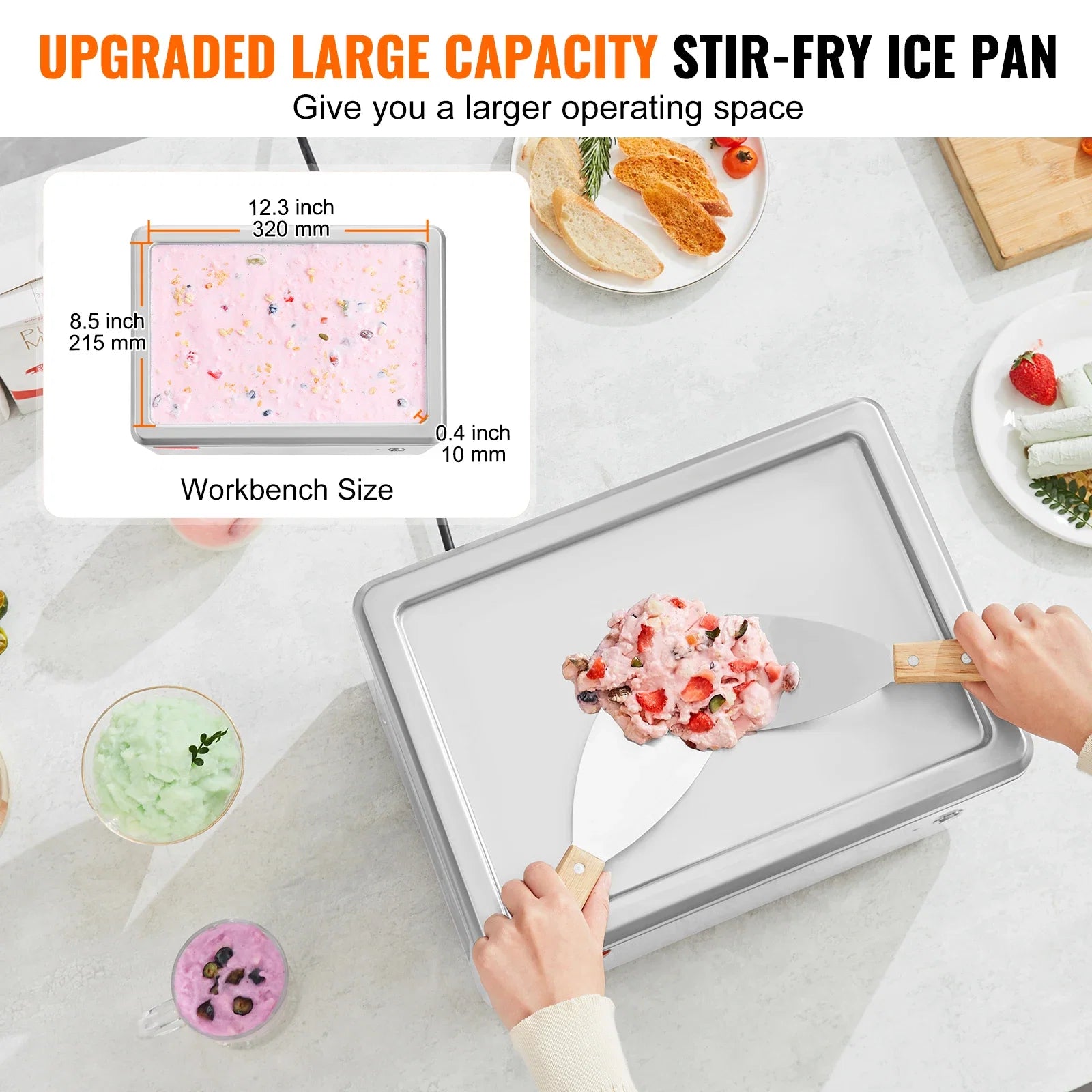 SucceBuy Fried Ice Cream Roll Machine Stainless Steel Rolled Maker