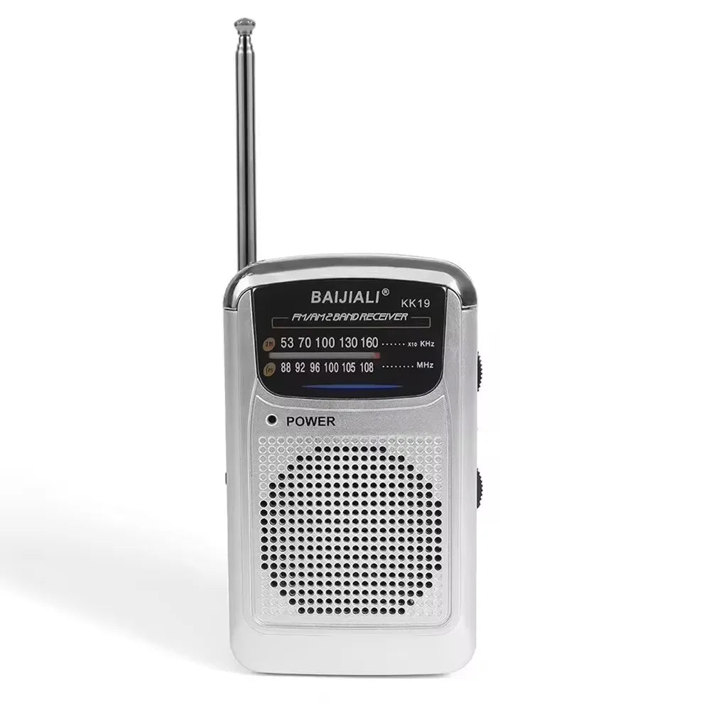 NNEOBA Full Band Portable Mini Pocket Radio Silver