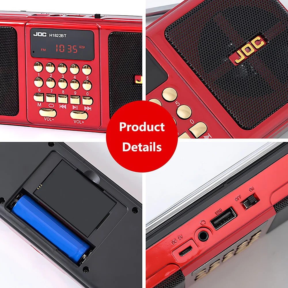 Portable FM Radio Bluetooth Speaker Red
