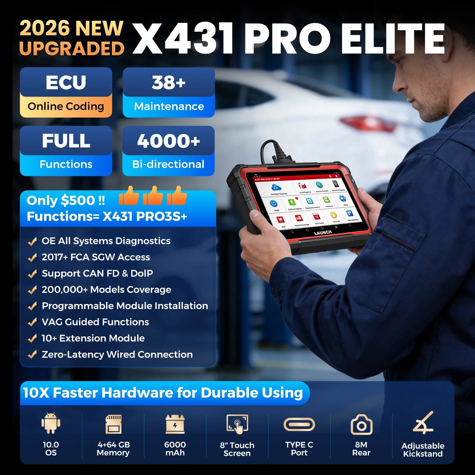 LAUNCH X431 Pro Elite OBD2 Diagnostic Scanner For All Systems