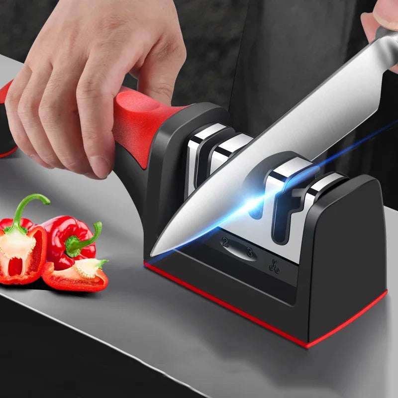 Three Segment Knife Sharpener For Kitchen Knives Stainless Steel