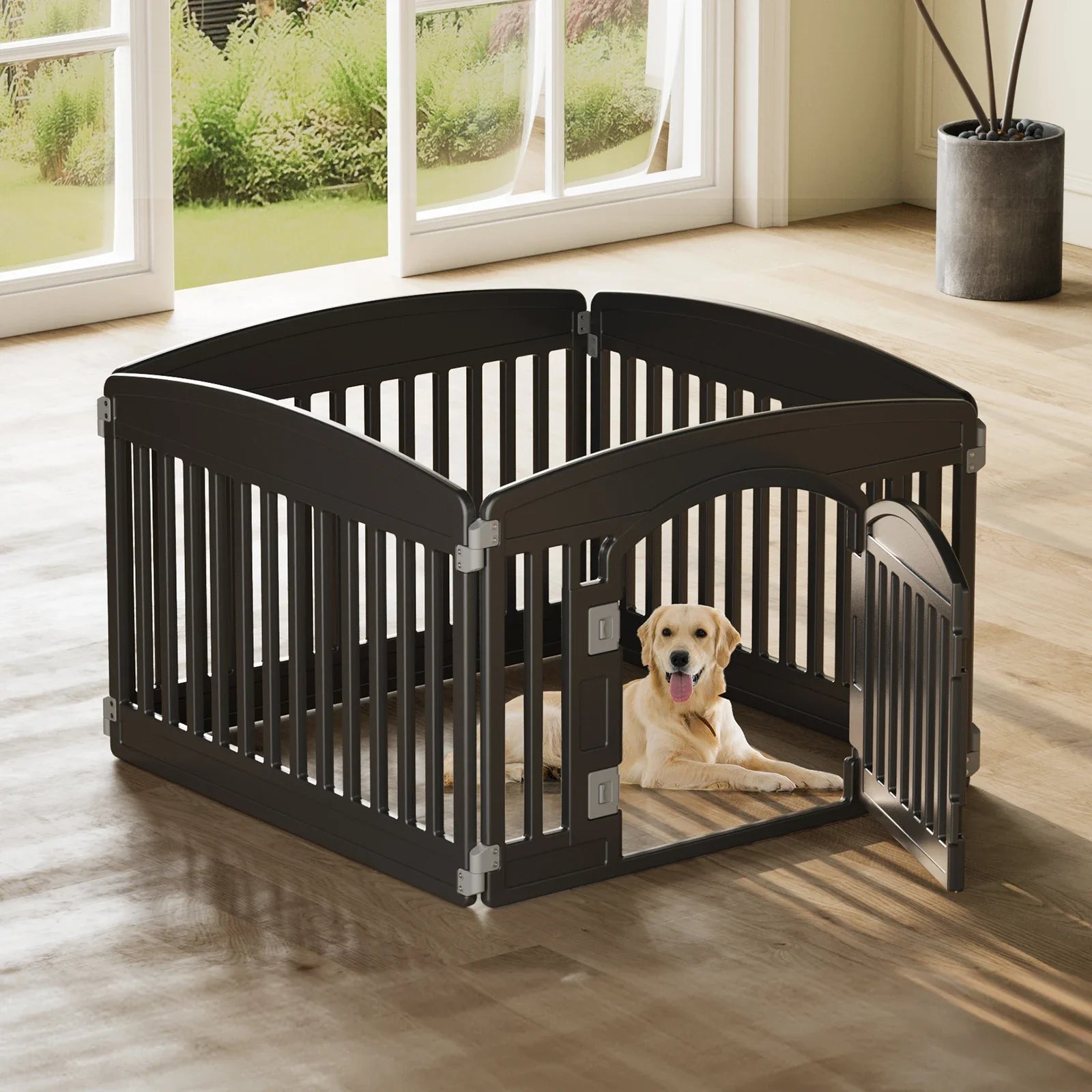 JHK Plastic Dog Playpen Expandable Pet Fence Indoor Outdoor