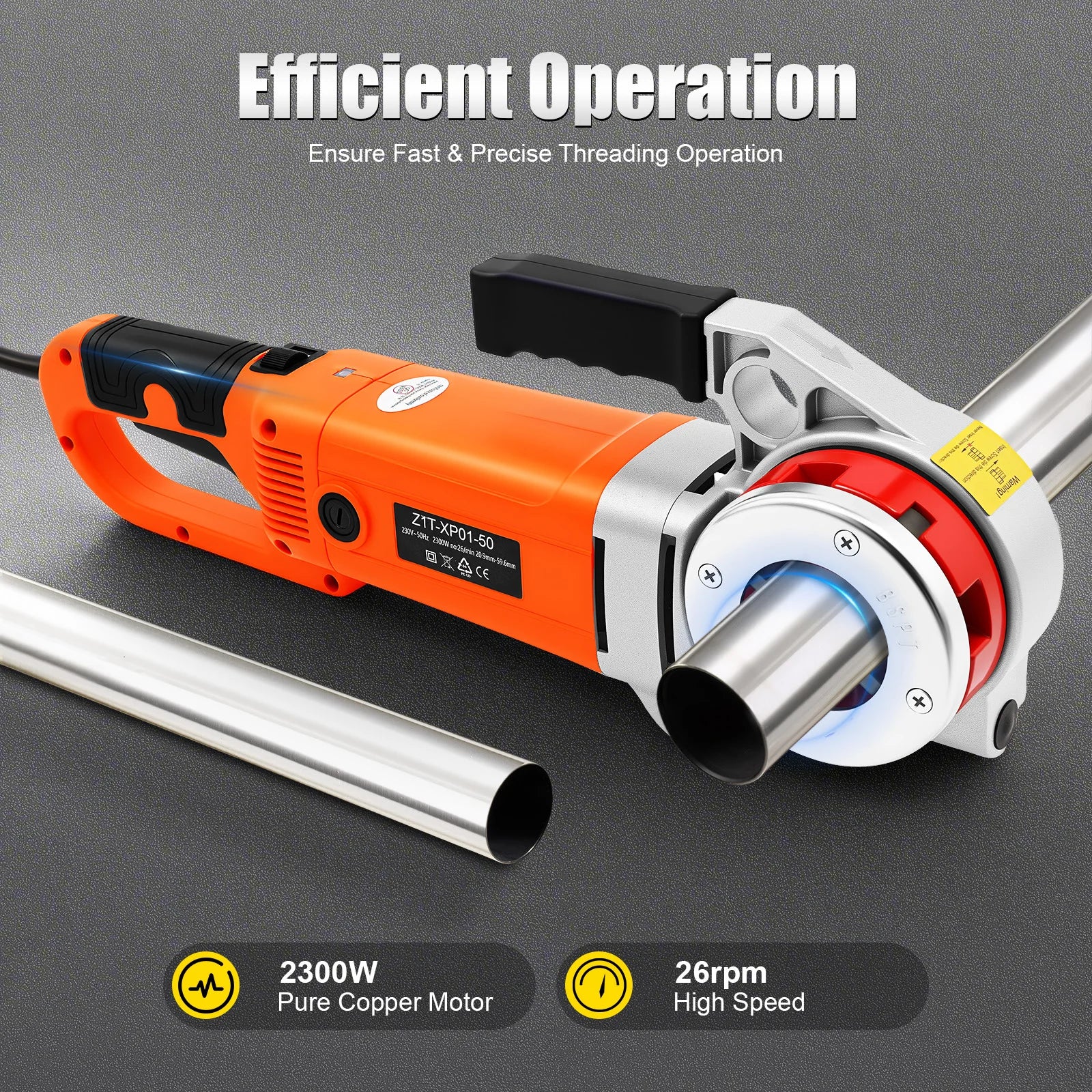 2300W Electric Pipe Threading Machine With 6 Die Set Portable