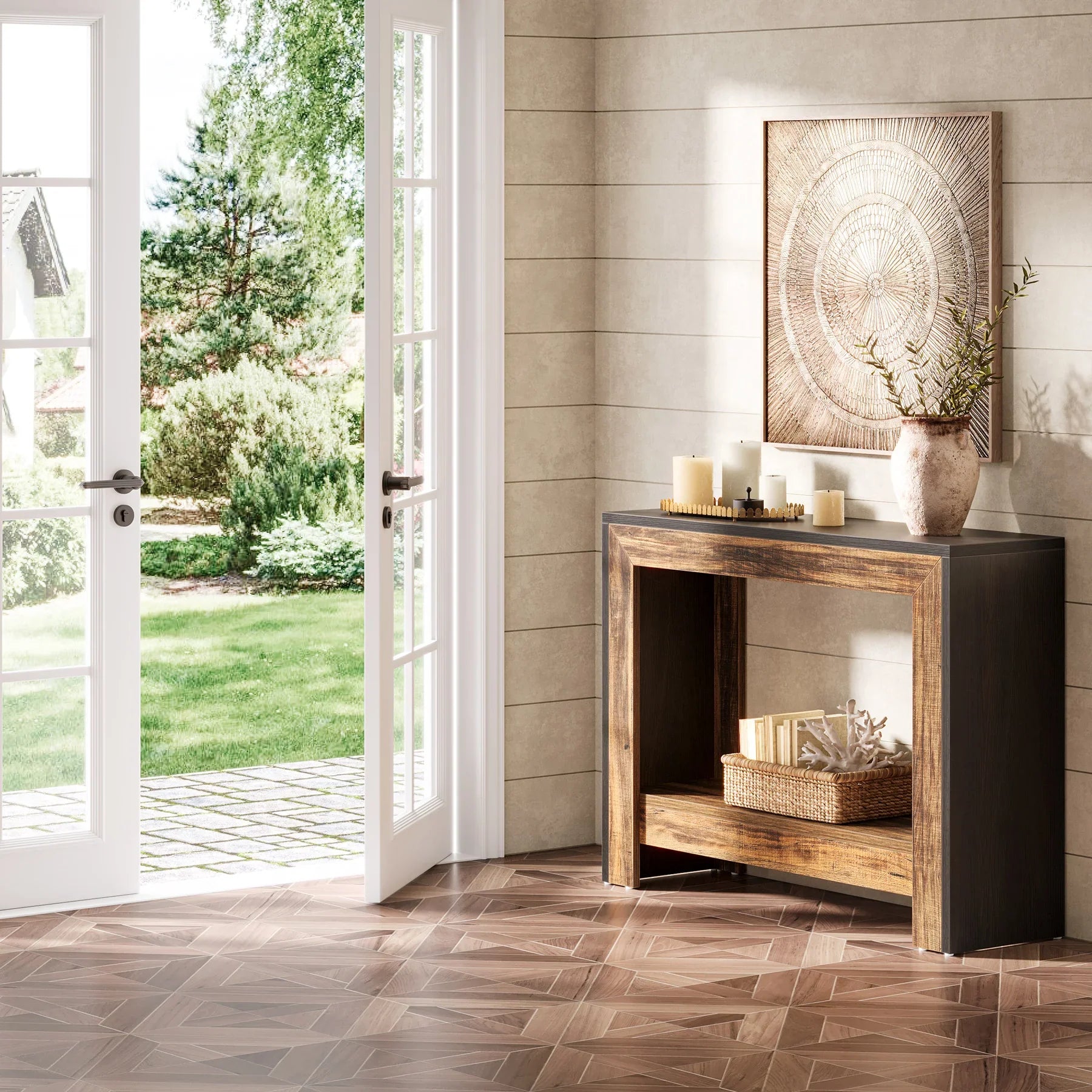 Tribesigns Rustic Wood Console Table With Storage Hallway Easy Assembly