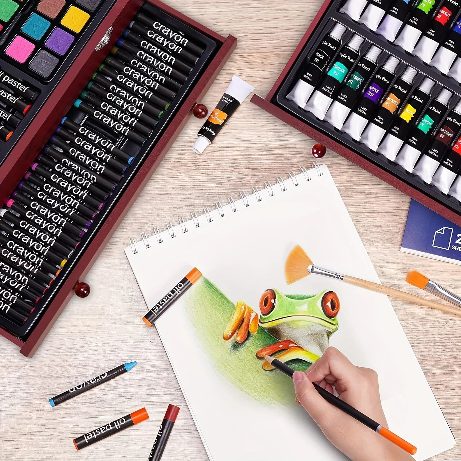 146 Piece Luxury Art Kit for Professionals With Crayons Pencils