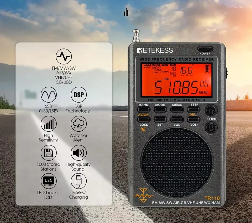 Fullband SSB Shortwave Radio Black