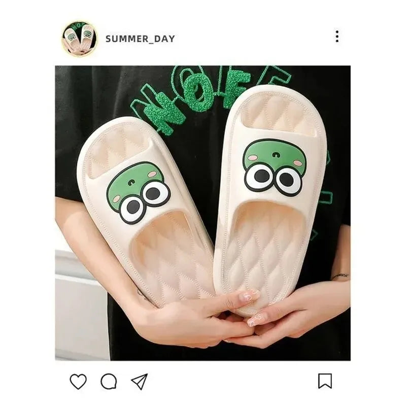 Four Season Bathroom Anti Slip Slippers Women's EVA Slide Slippers - Frog Soft Comfortable Non-Slip Indoor/Outdoor House Shoes