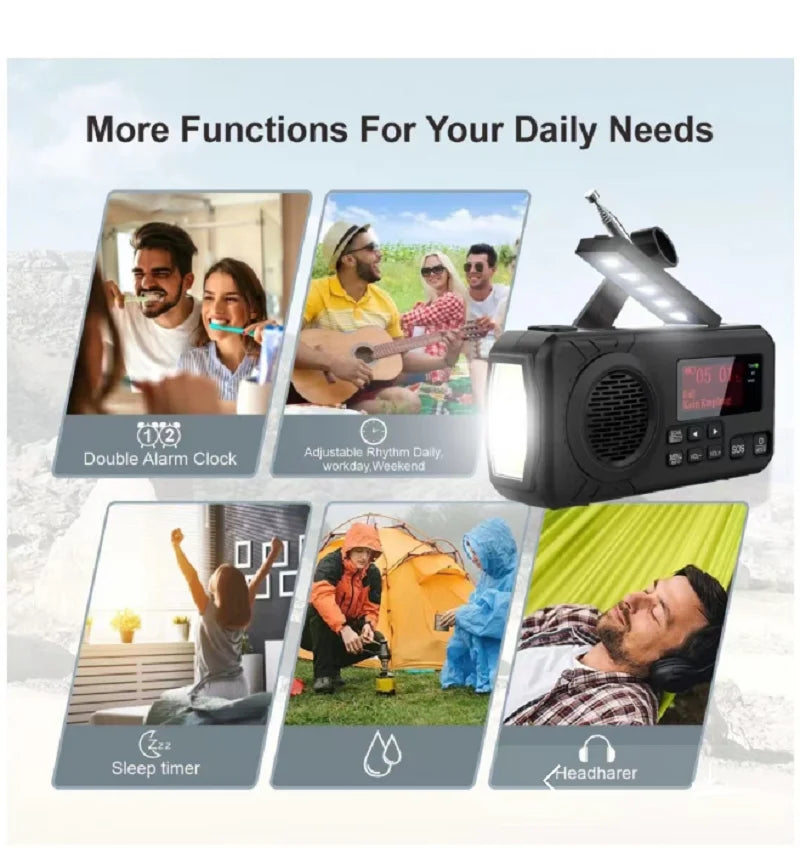 Digital Solar Emergency Radio Black