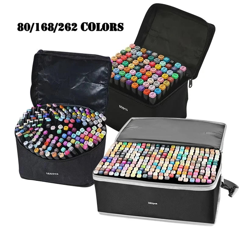 262 Color Marker Pen Set Double Head Brush Pens Art