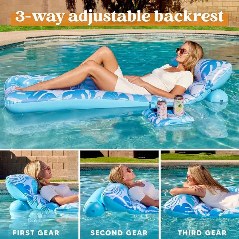 Joyfy Adjustable Backrest Pool Lounger Float With Cup Holders