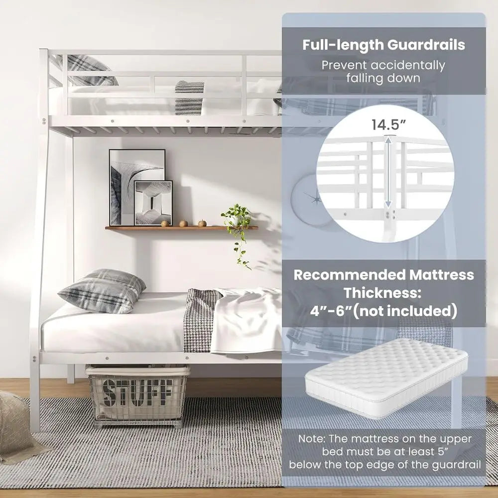 Space Saving Metal Bunk Bed With Ladder And Steel Support