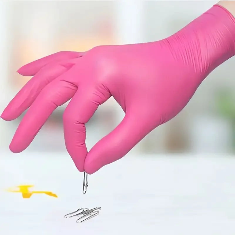 Fuchsia Nitrile Disposable Gloves – 20/100PCS, 3-mil, Powder & Latex Free, Household, Cooking, Kitchen & Esthetician Use