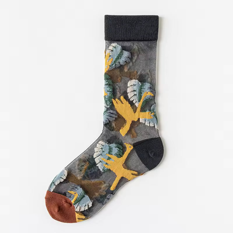 Sheer Plant Lover Socks in 8 Nature-Inspired Styles [Fits Size 5-9]