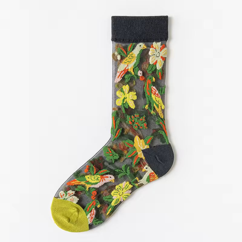 Sheer Plant Lover Socks in 8 Nature-Inspired Styles [Fits Size 5-9]