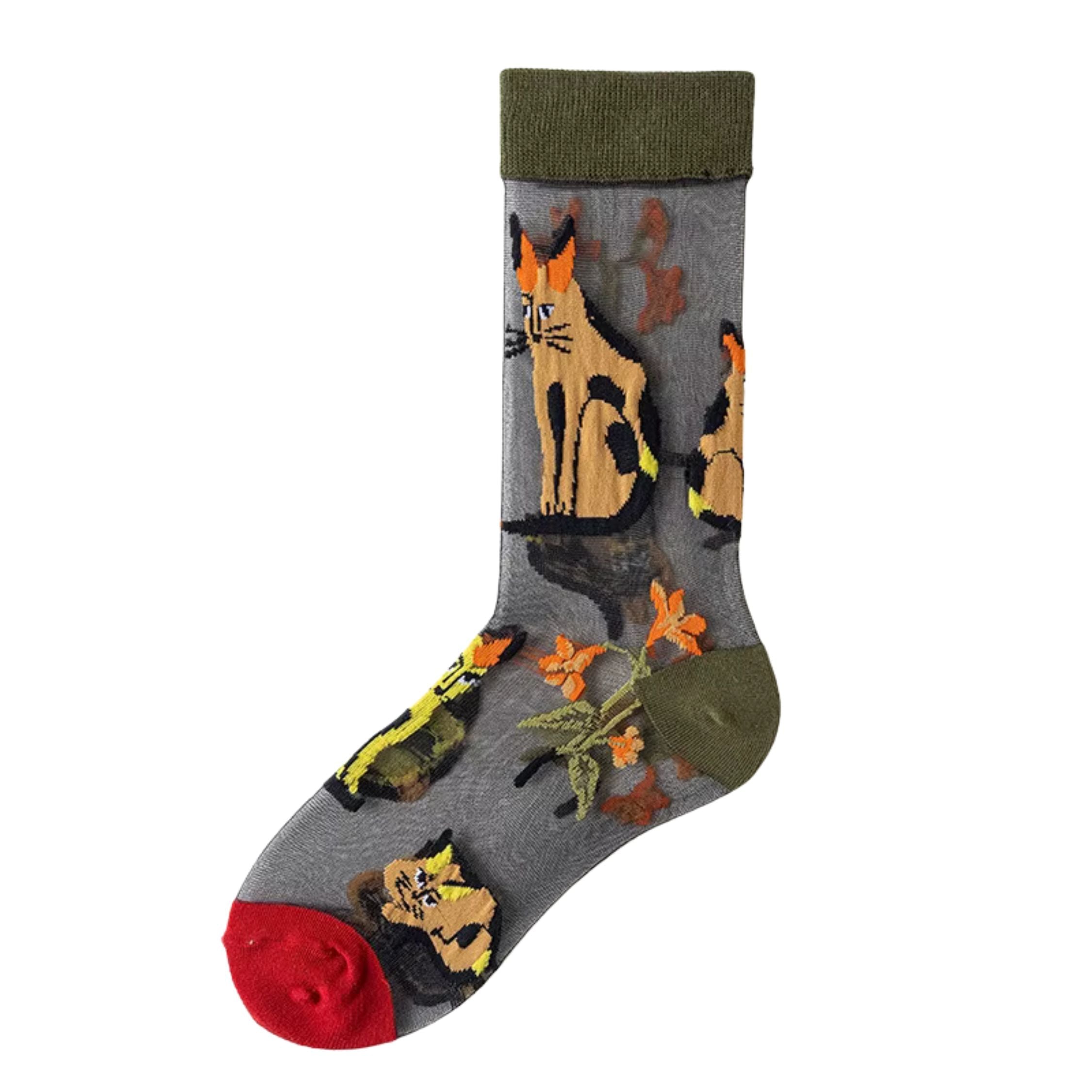 Sheer Plant Lover Socks in 8 Nature-Inspired Styles [Fits Size 5-9]