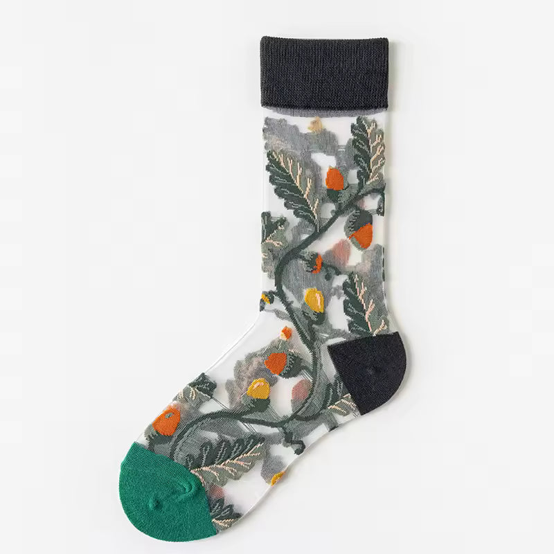 Sheer Plant Lover Socks in 8 Nature-Inspired Styles [Fits Size 5-9]