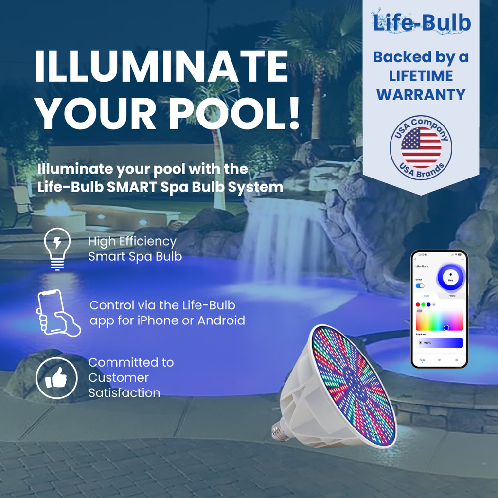 Life-Bulb Smart Color LED Spa Bulb System (E26 Base) | 120V System to 12V Wi-Fi Conversion | Lifetime Replacement Program