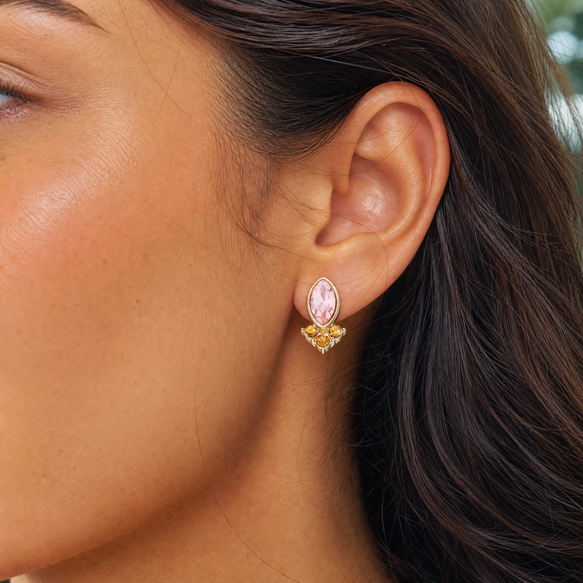 Stay Sparkly Gemstone Leather Tag Earrings