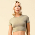Super Crop Short Sleeve Tee | Solid Color Fitted Style Shirt [Available in Sizes SM-L]