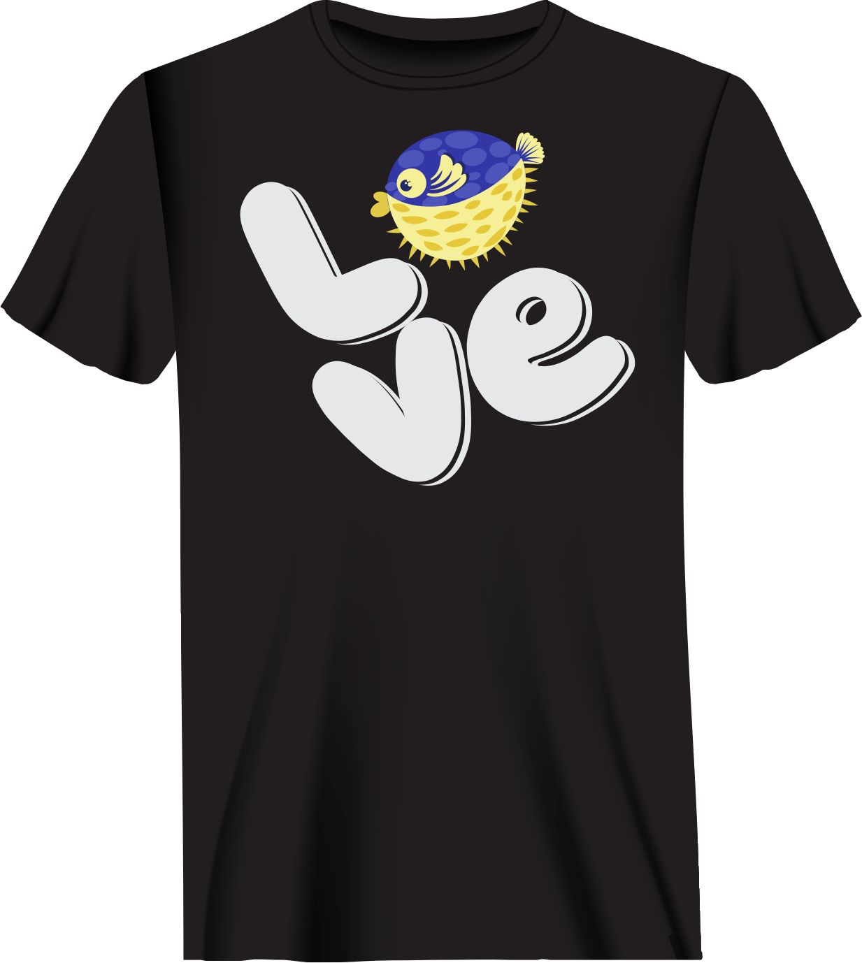 Love Fishing Blue Blowfish Globe Man T-Shirt