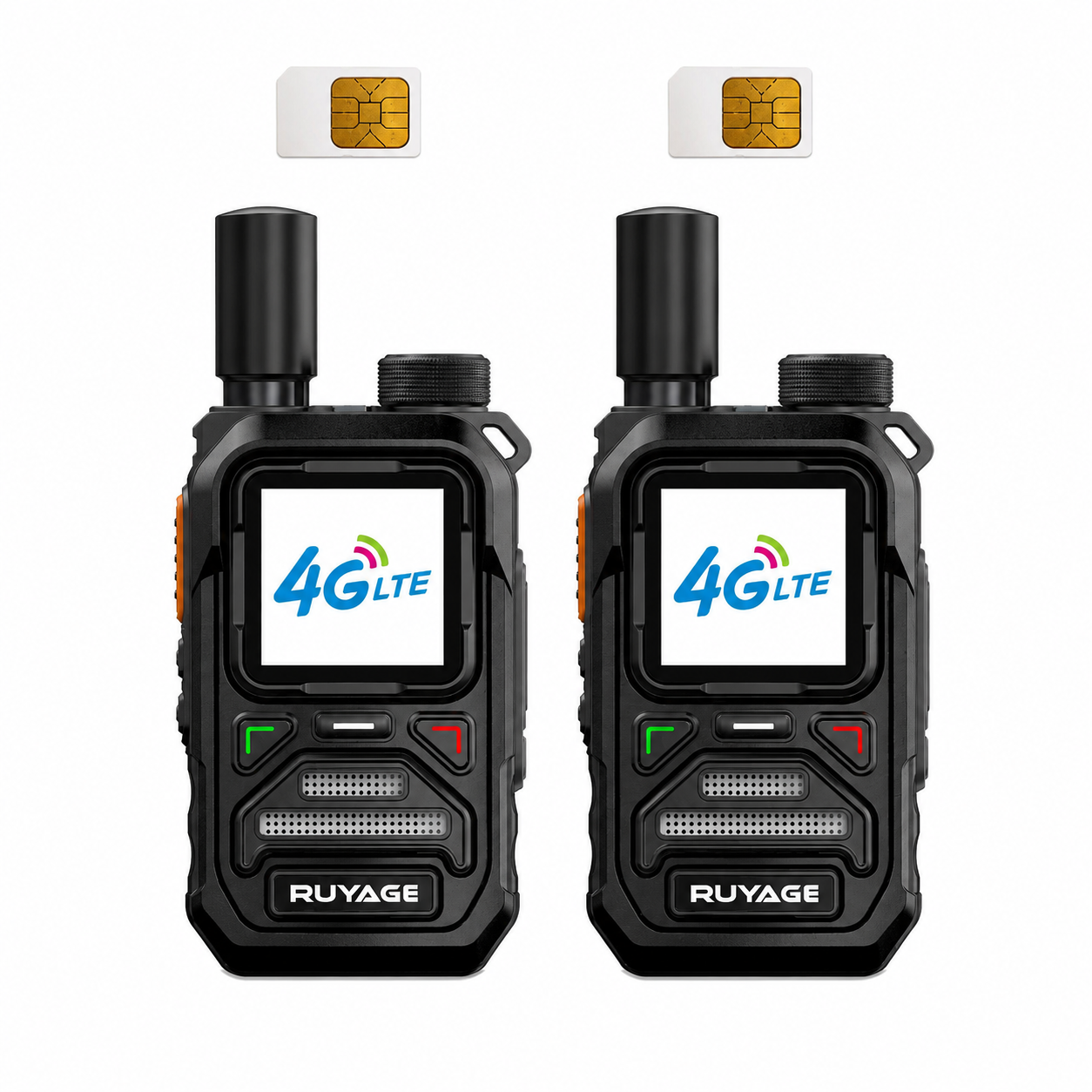 RUYAGE X10 Mini 4G LTE PoC Walkie Talkies with Alert Lights – 2-Pack