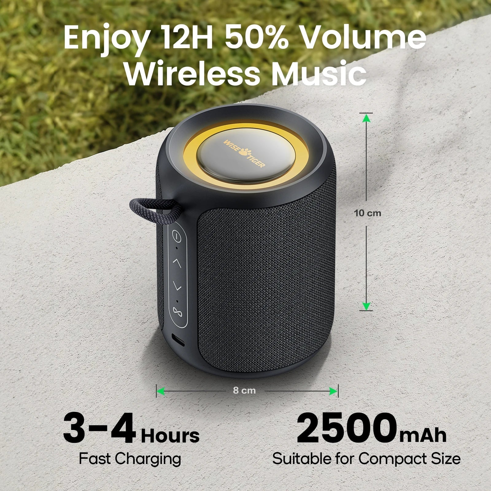 Outdoor Bluetooth Speaker Waterproof with Bass Boost (Black)