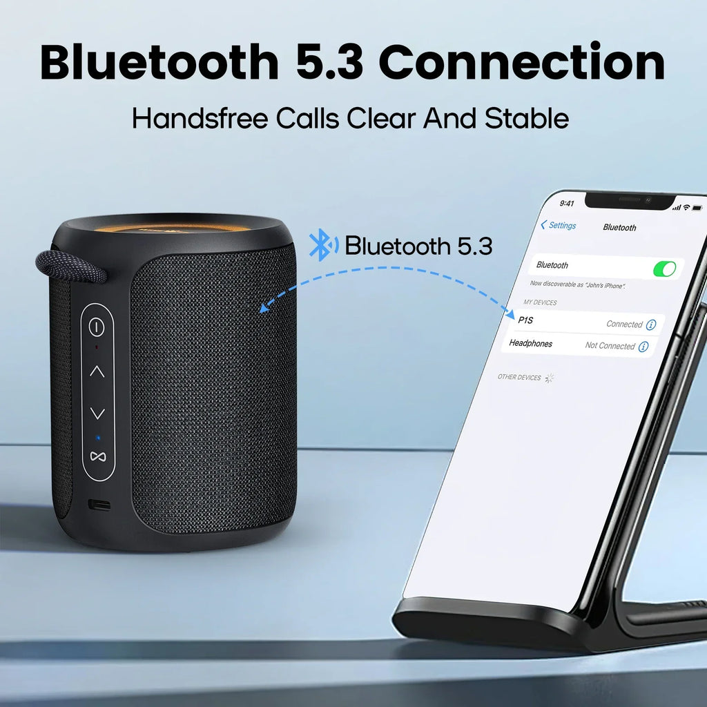 Outdoor Bluetooth Speaker Waterproof with Bass Boost (Black)