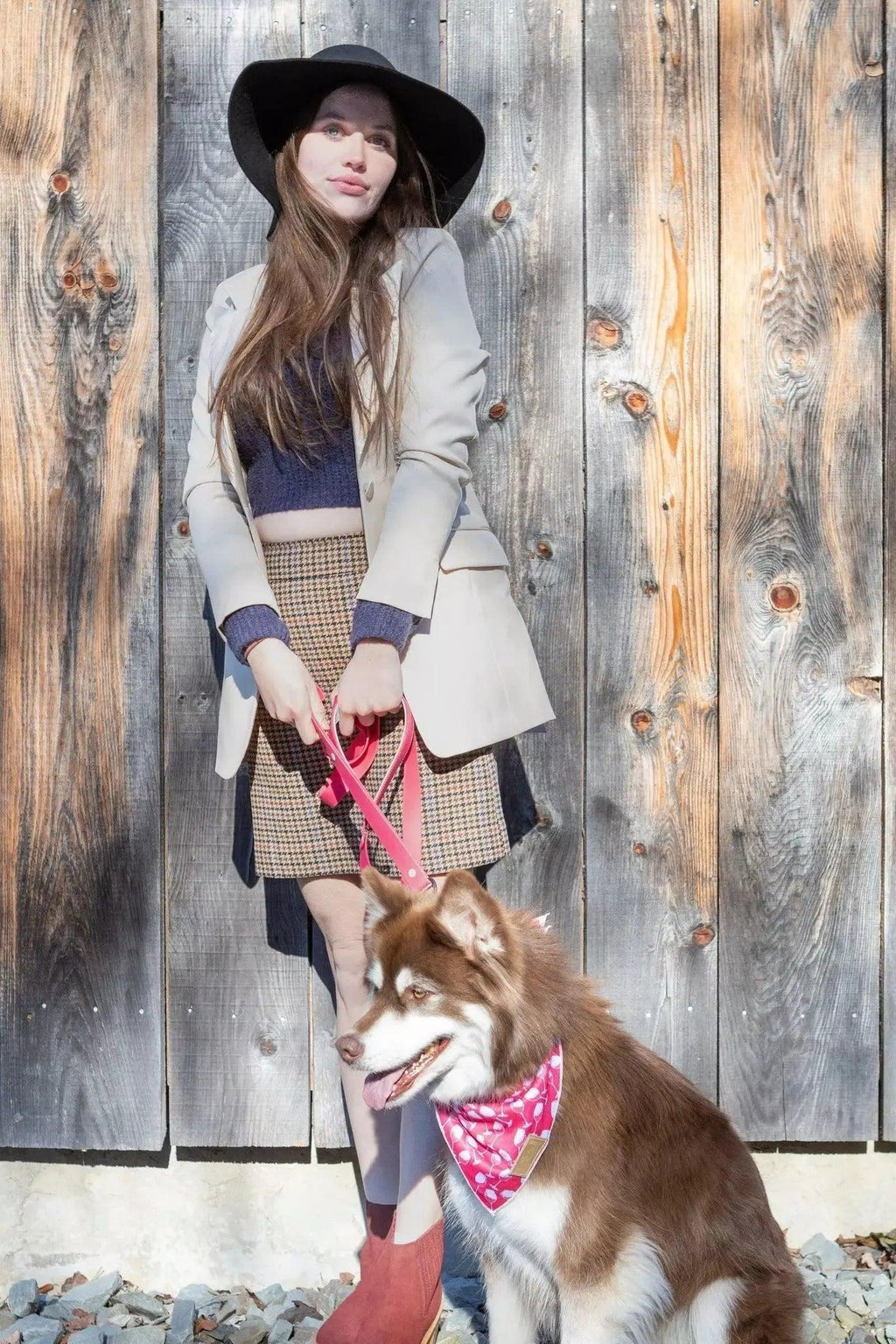Wine Plaid Dog Bandana