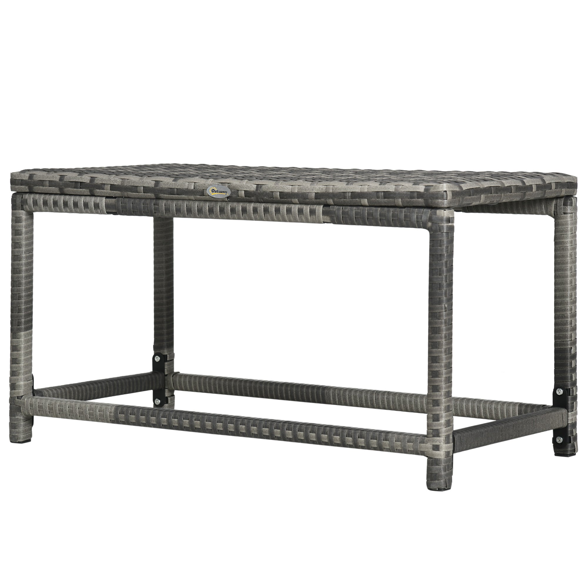 Mixed Grey Rattan End Table with Woven Top