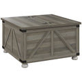 Farmhouse Square Coffee Table with Flip-Top Storage - Distressed Grey