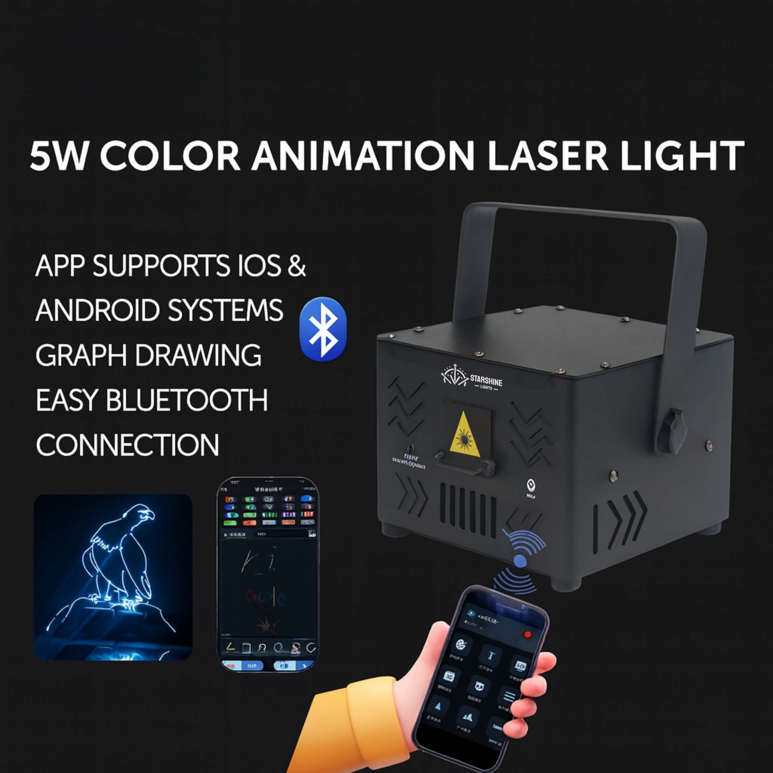 A13 3W 5W RGB Bluetooth Laser ELF APP-Controlled DJ Laser Lights
