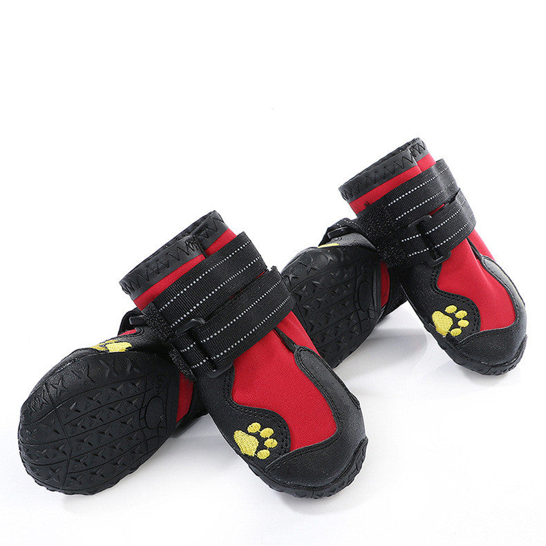 Dog Waterproof Rubber Boots 4-Pack — Black & Red, Sizes 1–8