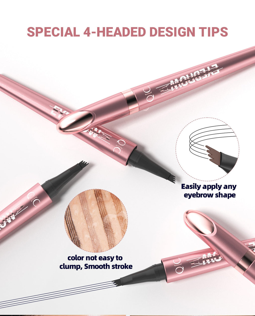 Waterproof 4-Fork Liquid Eyebrow Pencil — No Smudge, 6 Shades + Sets