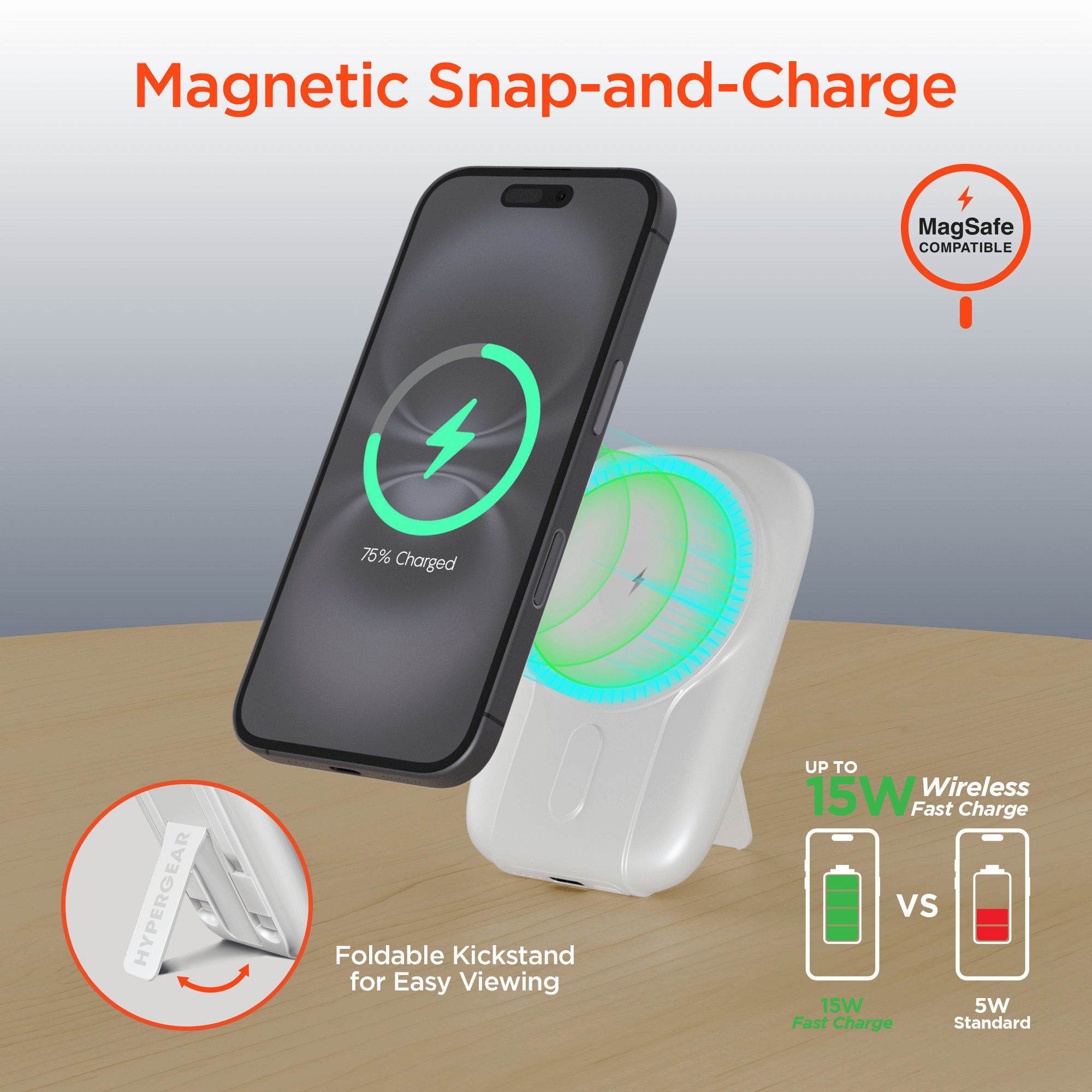 HyperGear Mag Grip Go 5000mAh Wireless Power Bank