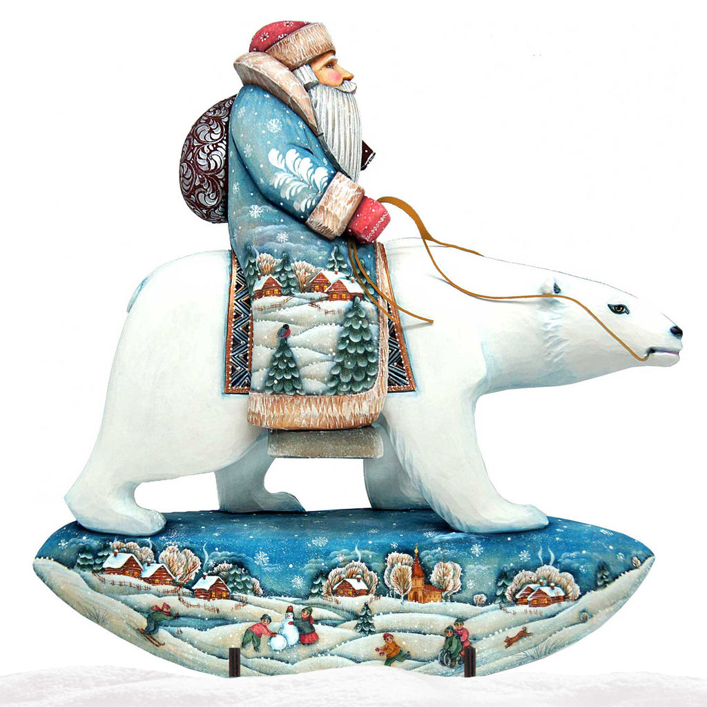 Polar Bear Santa Christmas Outdoor Scene by G. DeBrekht - Christmas Santa Snowman Decor - 8116382F