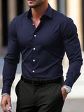 Men’s Long-Sleeve Casual Shirt – Solid Color Button-Down