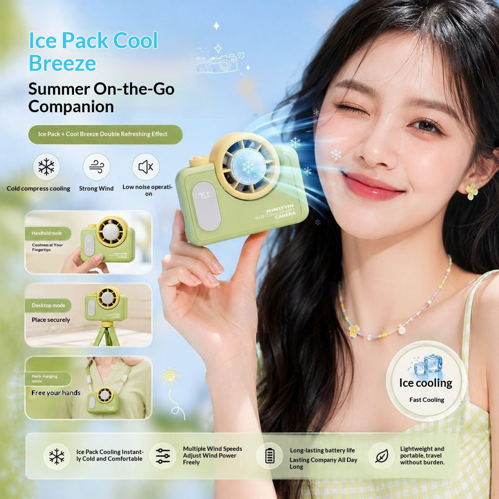 Mini Camera-Style Turbo Handheld Fan — 5-Speed, USB, 3 Styles