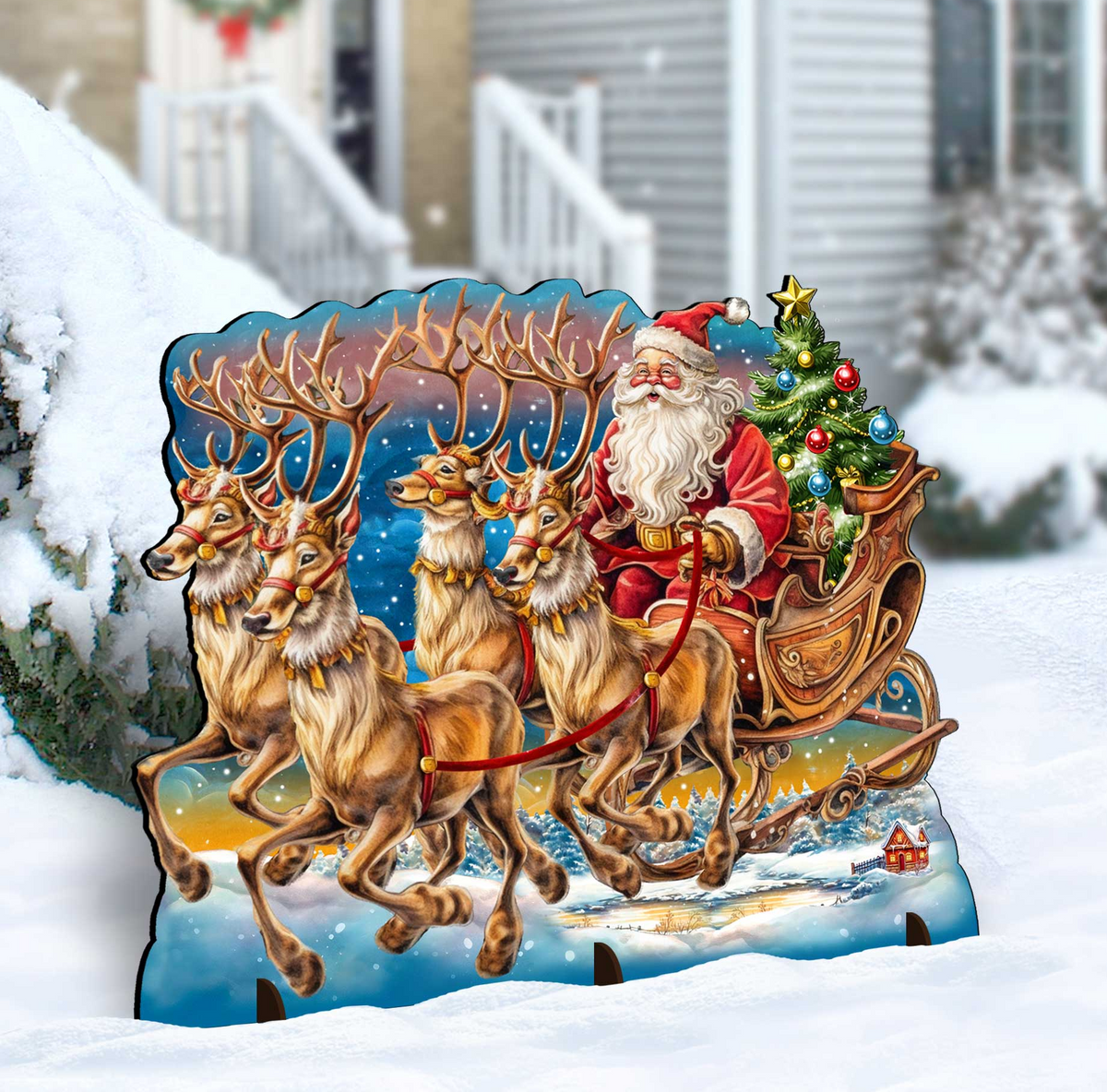 Deerest Friends Christmas Outdoor Yard Sign by G. DeBrekht - Christmas Santa Snowman Decor - 8118081F