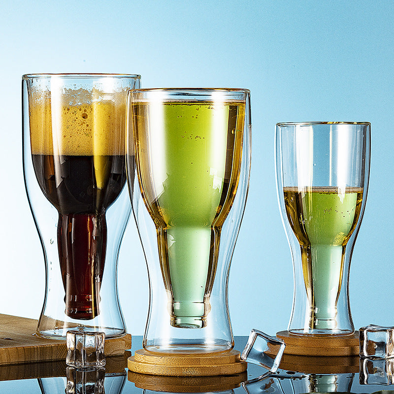 Double-Layer Borosilicate Glass Beer Mug – 350ml & 420ml | Heat & Cold Resistant