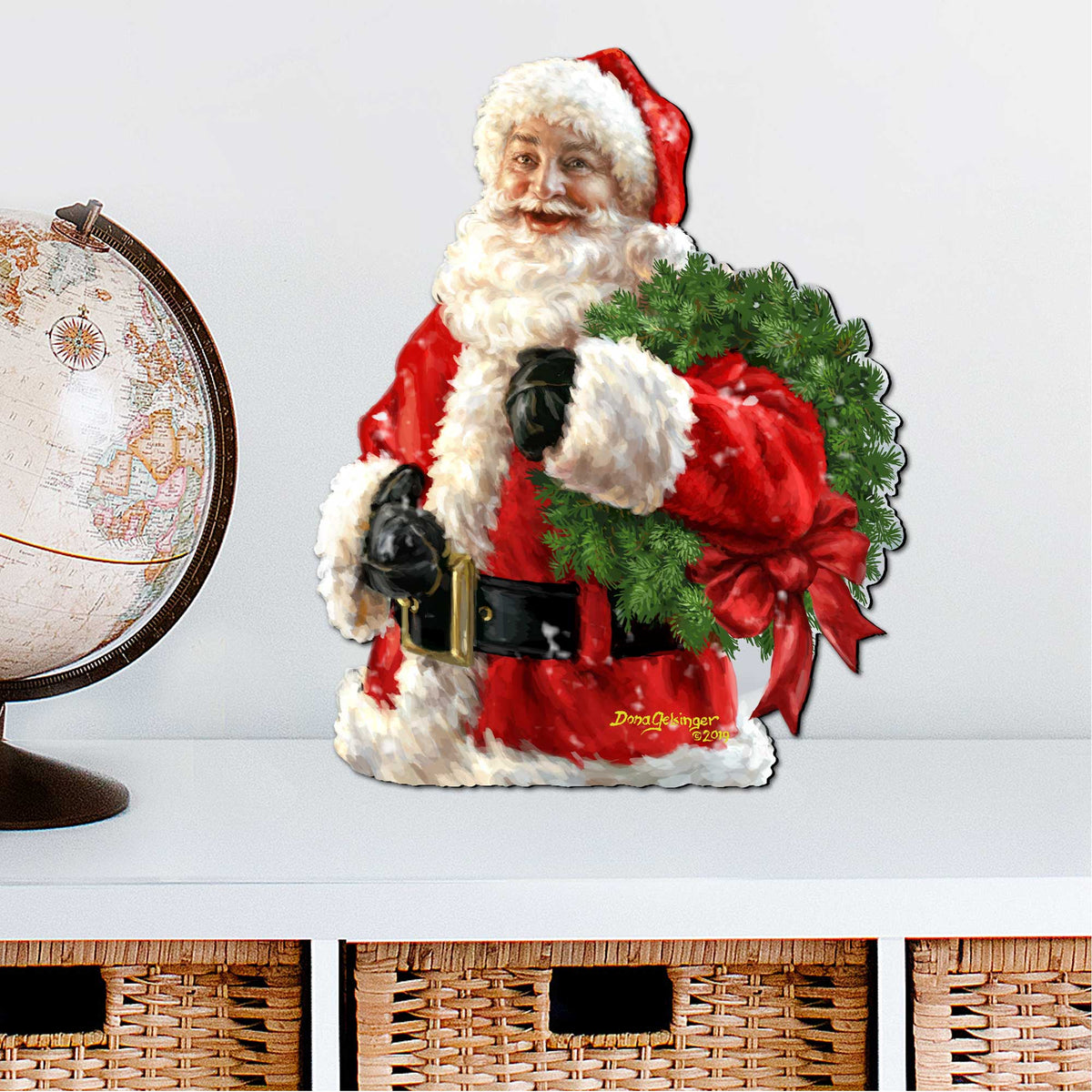 Santa Holiday Door Wreath by D. Gelsinger - Christmas Santa Snowman Decor - 8461015H-1513