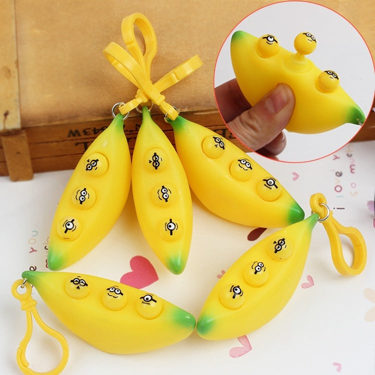 Banana Squeeze Toy Keychain – Stress Relief Pendant
