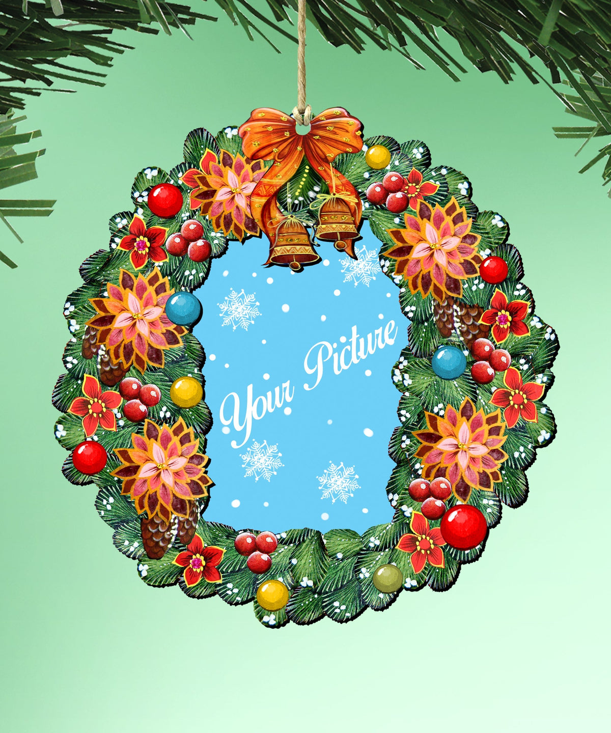 Wreath Christmas Picture Frame Ornaments - Ornament for Photo - Christmas Decor - 8185307PF
