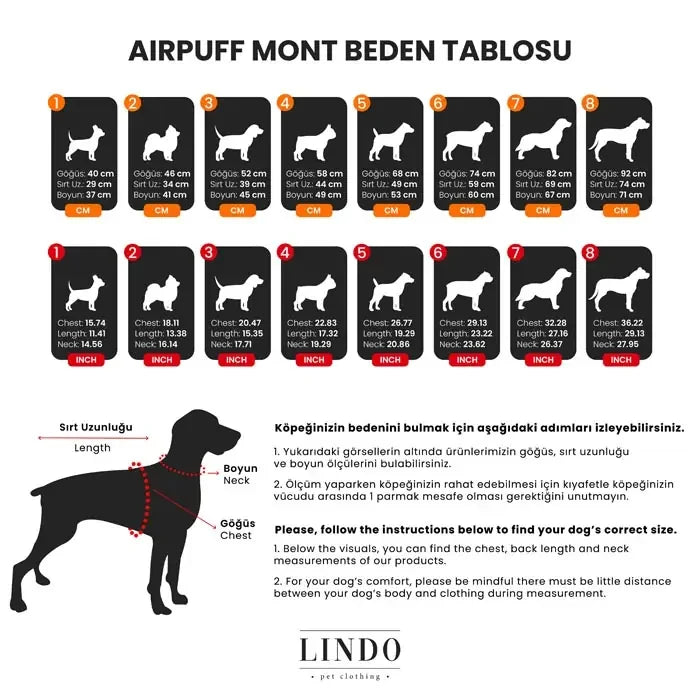 Lindo Air Puff Deep Dog Coat Insulated Pet Jacket