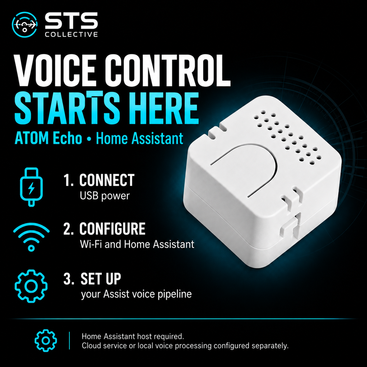 M5Stack ATOM Echo Voice Satellite for Home Assistant | ESPHome Preinstalled