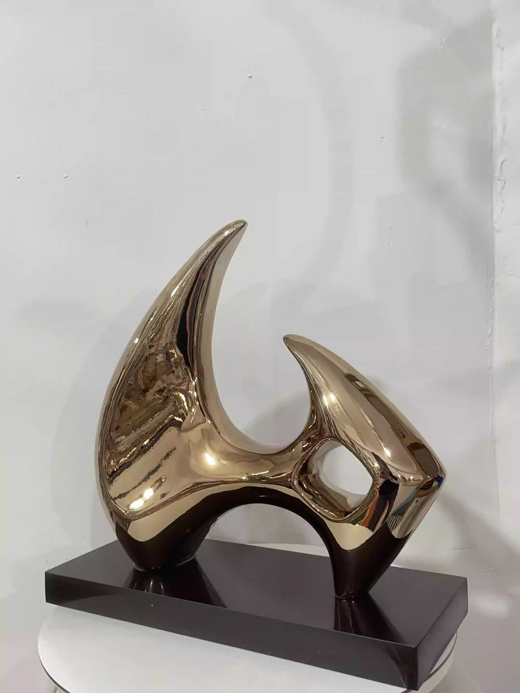 Abstract Geometric Resin Sculpture — Gold, Modern Minimalist Decor