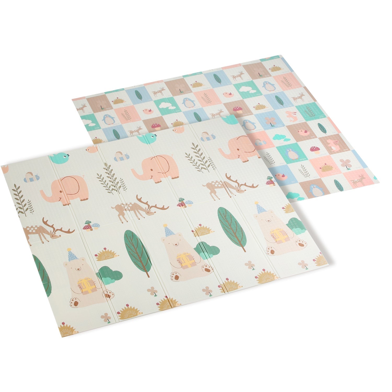 5.9x6.5FT Foldable Baby Play Mat Extra Large Waterproof Activity Playmat For Floor With Carrying Bag Reversible Foam Baby Mat For Babies Toddlers Infa